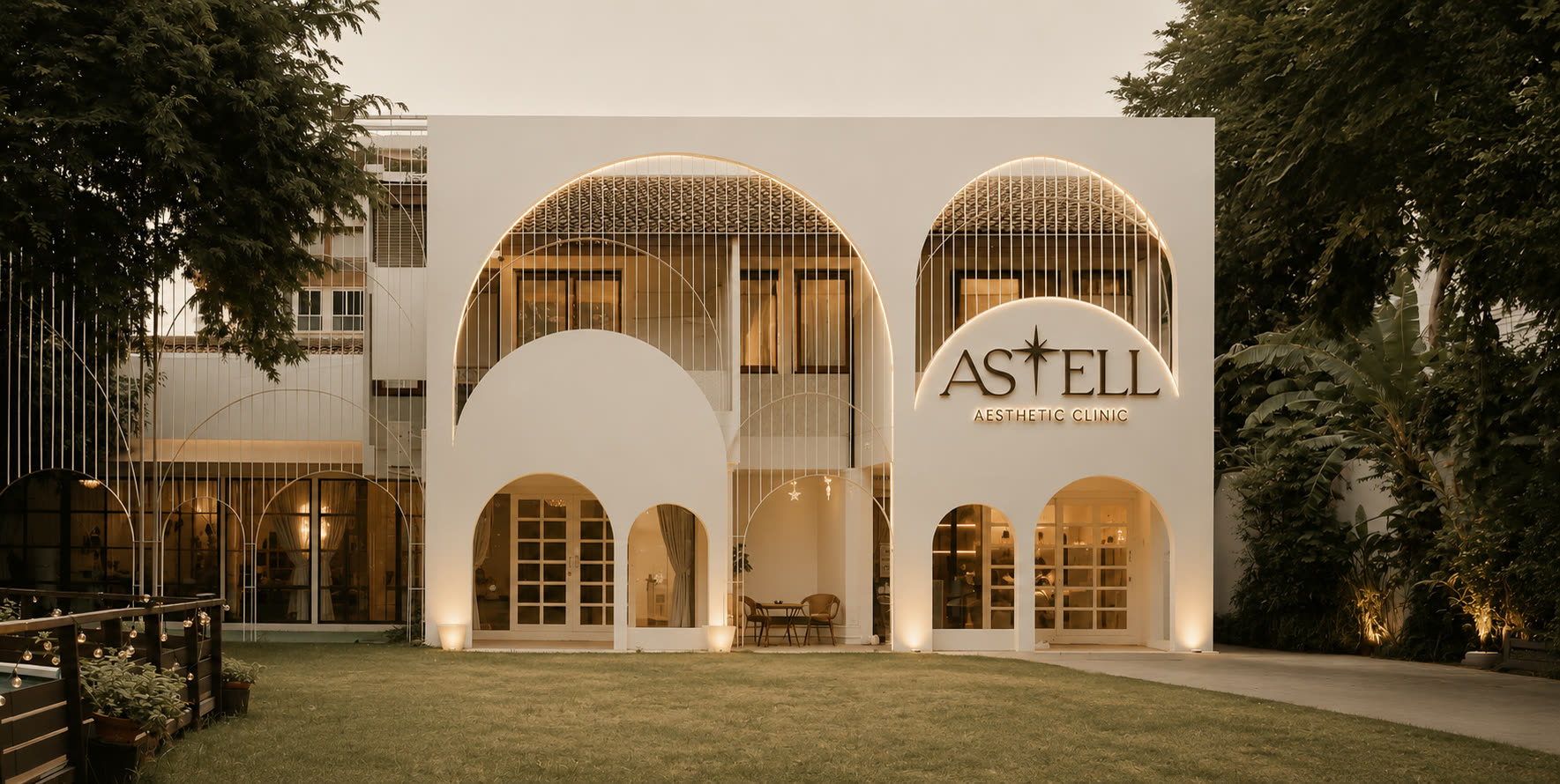 The Astell Clinic facade at dusk
